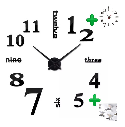 Comob Reloj 3d Pared Mensaje Personalizado Y Reloj Mediano