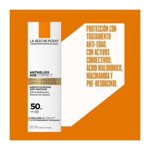 Imagen 7 de 7 de La Roche Posay Anthelios Age Correct Fps50 Sin Color 50ml