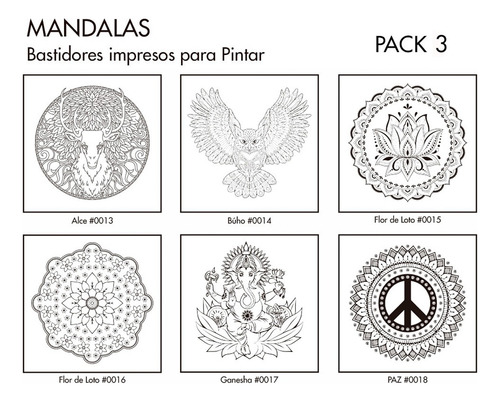 Bastidor Mandala Para Pintar 40x40 12 Unidades Acrílico Oleo
