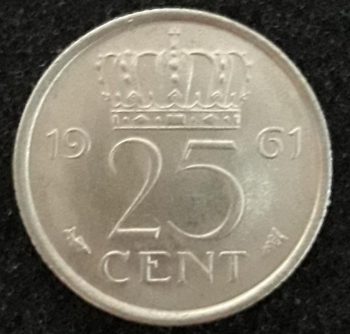 Moeda 25 Centimos 1961 Holanda