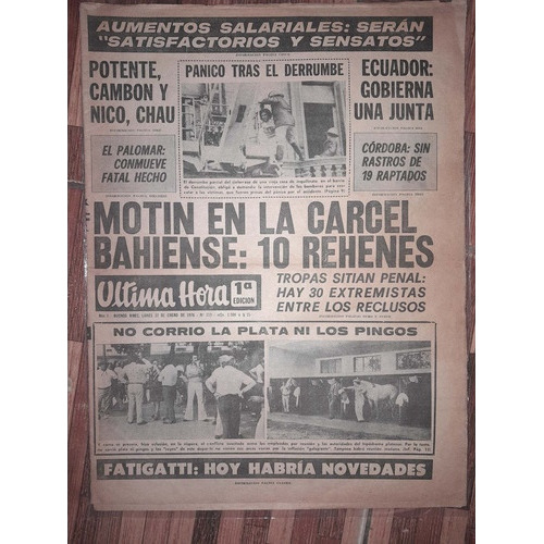 Diario Última Hora 12 1 1976 Terrorismo Motín Bahía Blanca 