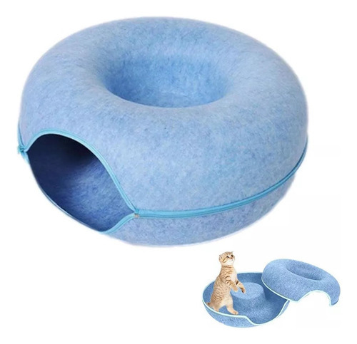 Cama Tipo Túnel Para Felinos, Nido De Rosquillas, Nido Color Azul