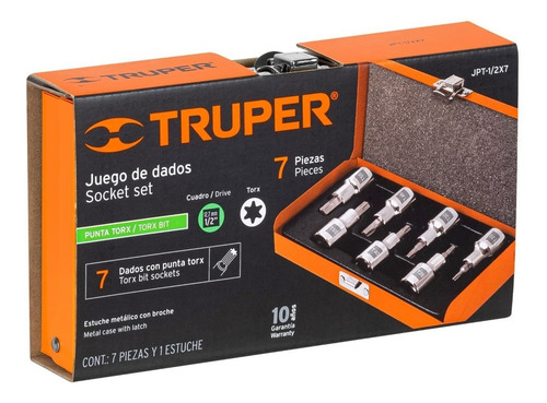 Imagen 3 de 9 de Juego Set Kit Herramientas 7 Tubos Dados Torx 1/2 Inoxidable
