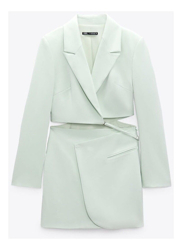 Zara Women Blazer Dress Pastel Green Mujer