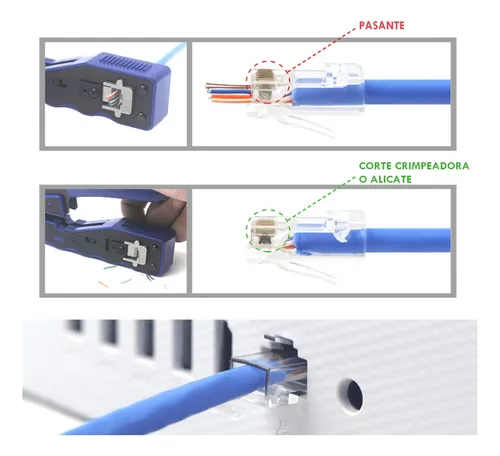 Ficha Conectores Rj45 Cat6 Pasantes Redes Prosoft X 10