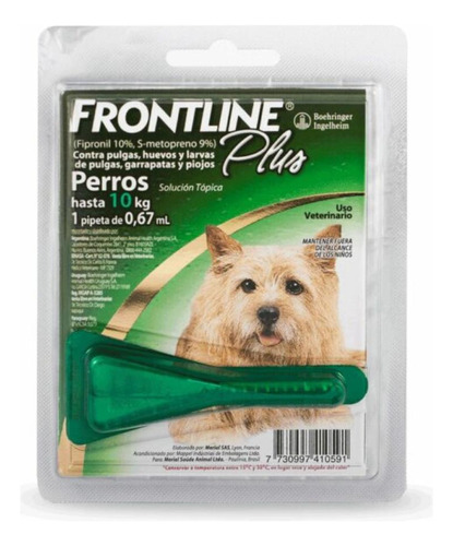 Pipeta Para Perros Hasta 10 Kg Frontline Plus 0,67 Ml