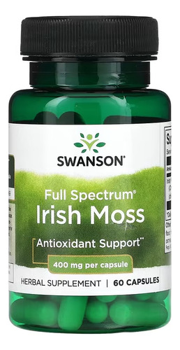 Swanson Musgo Irlandes De Espectro Completo 400mg 60caps Sabor Sin Sabor