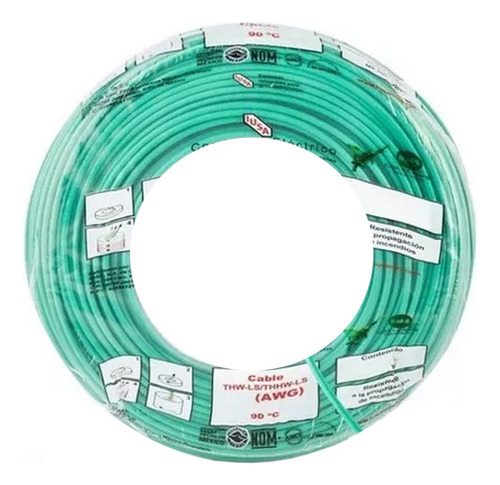 Alambre Thw Calibre 12, Verde, 100 Mts. Iusa