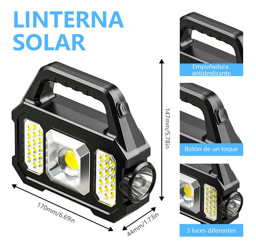 Luz Solar De Camping, Luz De Trabajo Portátil Recargable Yellow