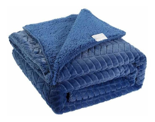 Frazada Mariages Home Salamanca Flannel edredón color azul con diseño liso de 240cm x 230cm