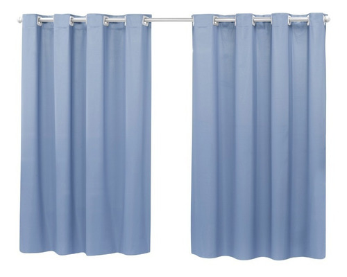 Cortina Blackout Corta 100% A Luz 2,80 X 1,30 M Varao Normal Cor Azul