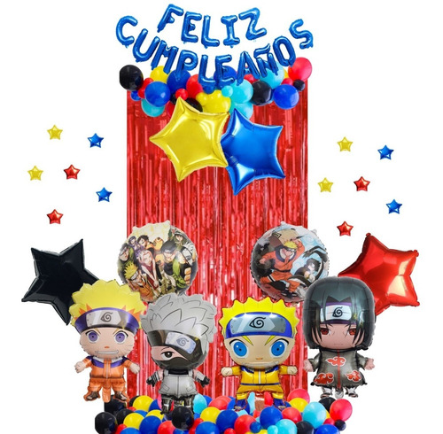 Decoración Fiestas Globos Metálicos Naruto Feliz Cumpleaños