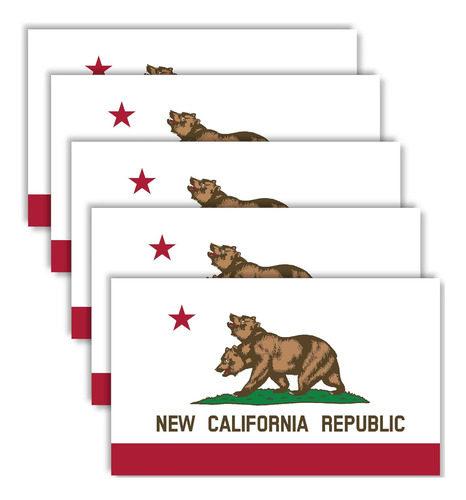 5 Calcomanías De La Bandera De La República De California, 6