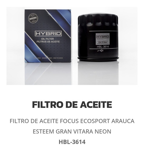 Filtro De Aceite Hbl-3614 Focus/ecosport/arauca