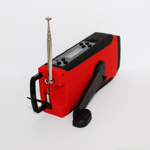 Solar Lámpara Dinamo Carga Celular Radio Fm Supervivencia 2 Linterna Rojo Luz Led