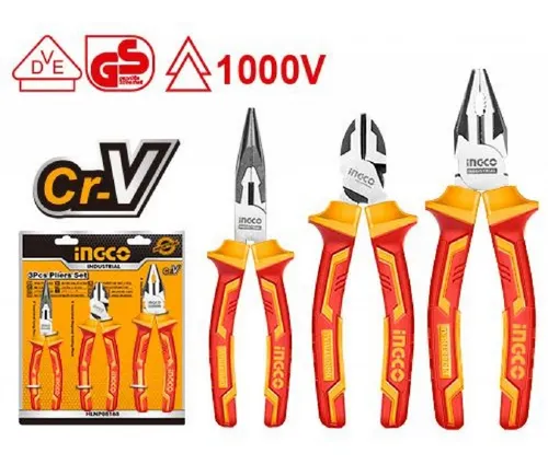 Kit Set Juego De Alicates Aislados 3 Piezas Ingco Hikps28318