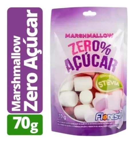 Kit C/3 Pacotes Marshmallow Zero Açucar Morango 70g