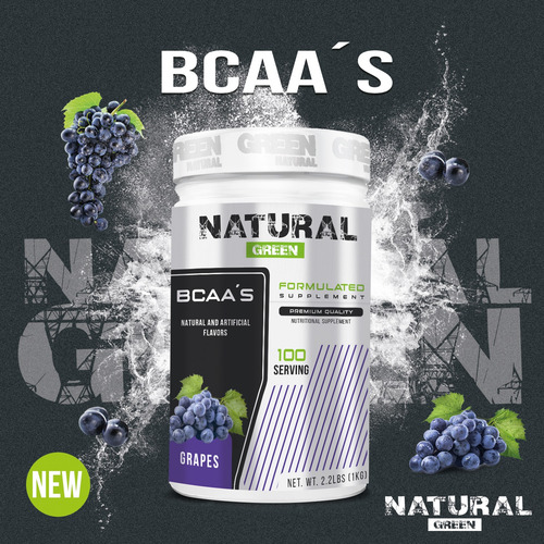Aminoácidos Bcaas Green Varios Sabores 1kg 100 Servs Uva