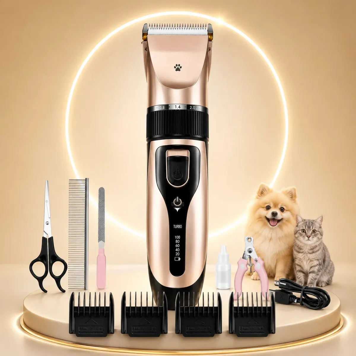 Máquina Tosa Pet Profissional Silenciosa Bivolt + Kit Completo Com Alicate Unha Pente Tesoura Lixa Dr Hank