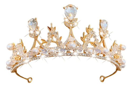 Niñas Oro Tiara Princesa Corona Diadema Rhinestone Pelo