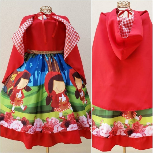 vestido de festa chapeuzinho vermelho infantil