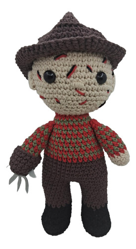 Muñeco Amigurumi Freddy Krueger Peluche Hecho A Mano Terror Rojo