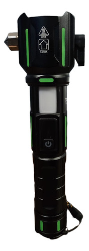 Linterna Táctica Led Con Rompe Cristales Y Alarma Blanca