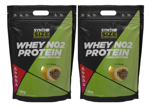 Kit 02 Whey Protein No2 1,8 Kg Synthesize - Sabores Maracujá - Maracujá