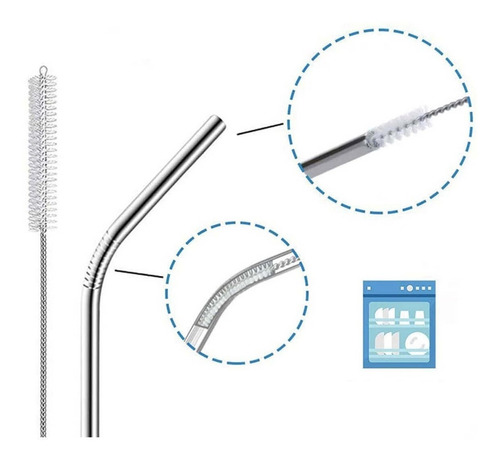 Imagen 5 de 7 de 6 Popote Cuchara Acero Metalico Pajitas Para Mate Reusables