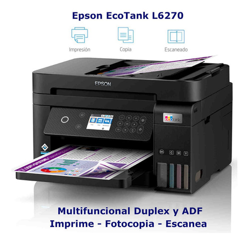 Impresora Multifuncional Epson Ecotank L6270 Adf Dúplex Wifi Color Negro