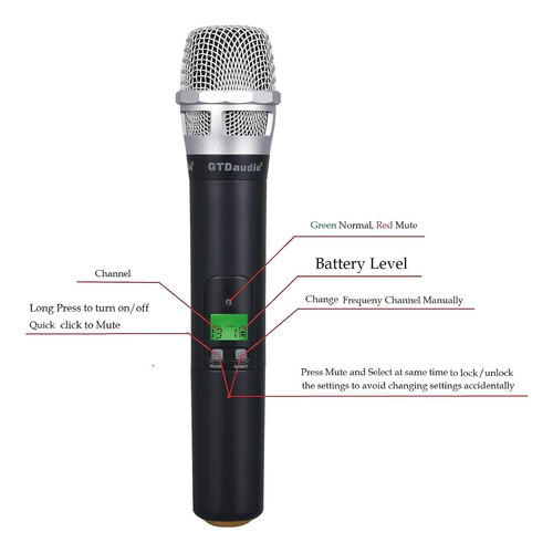 Gtd Audio 4x800 Canales Ajustables Uhf Diversity Wireless C