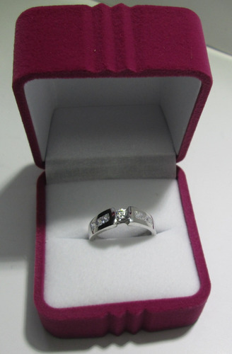 Anillo De Compromiso Plata 950 Circones Suizos Estuche