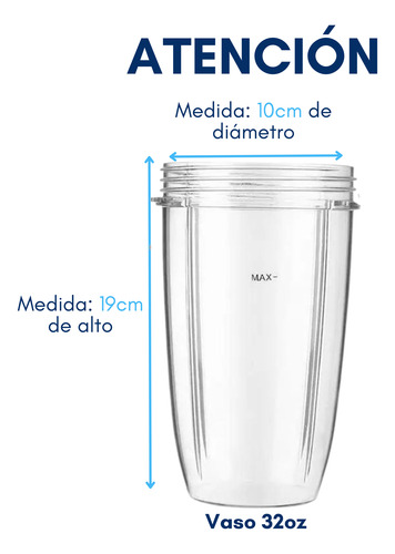 Vasos 32oz Nutribullet Con 2 Aspas Repuestos