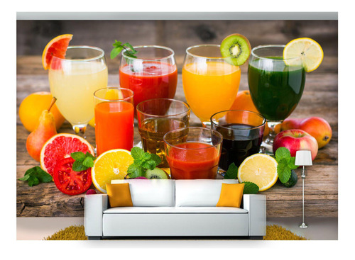 Papel De Parede Suco Frutas Smoothies Polpa 3d Al175