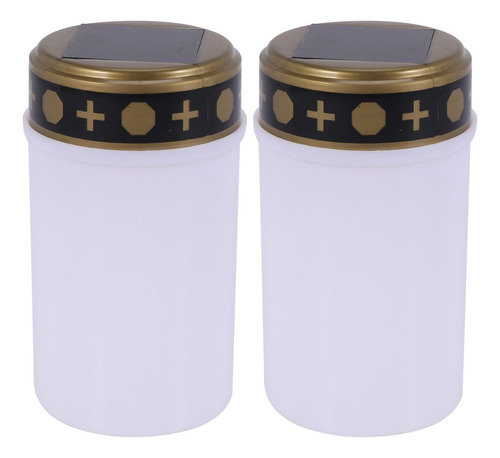 2 Velas Solares Blancas Para Tumba De Cementerio Con Forma D