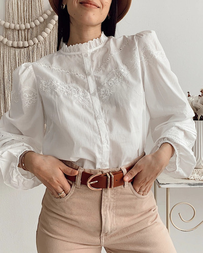 Camisa Blusa Broderie Hippie Chic Boho