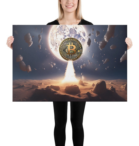 Cuadro Canva Cryptomoneda Btc To The Moon Bitcoin 85x45 Cm