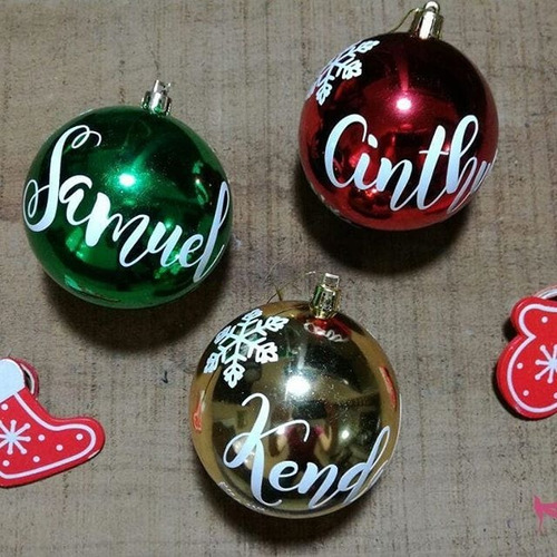 Adornos Navideños Esferas Bolas De Navidad Personalizados 