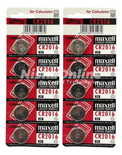 Pack 10 Pilas Maxell Cr2016 Tipo Botón 3v Para Control