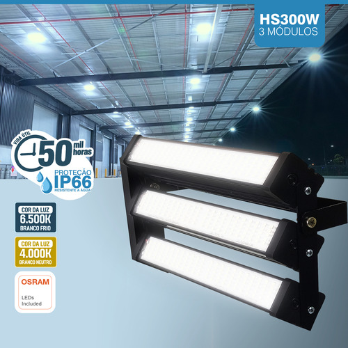 Refletor De Led Bivolt Com 3 Módulos Iluminação Externa