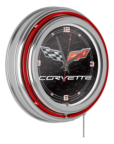 Reloj De Neón - Reloj Retro Corvette C6 Black Analog Wall Re