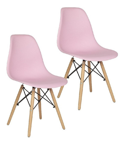Set De 2 Sillas Holly Estilo Eames Modernas Color Rosa