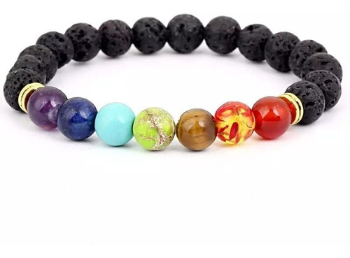 Pulsera 7 Chakras Yoga Piedra Volcanica Expandible Energia 