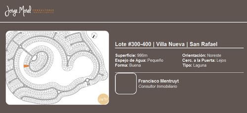 Lote Laguna #300-400 - Villa Nueva - San Rafael - 986m2 #id 7667