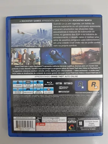 Gta V Ps4 Mídia Física Com Mapa Jogo Usado