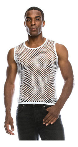 Camiseta De Malla Transparente Para Hombre, Larga Con Malla