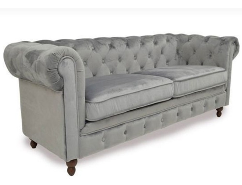 Sillon Chester Chesterfield De 180 Cm  En Pana Antimanchas