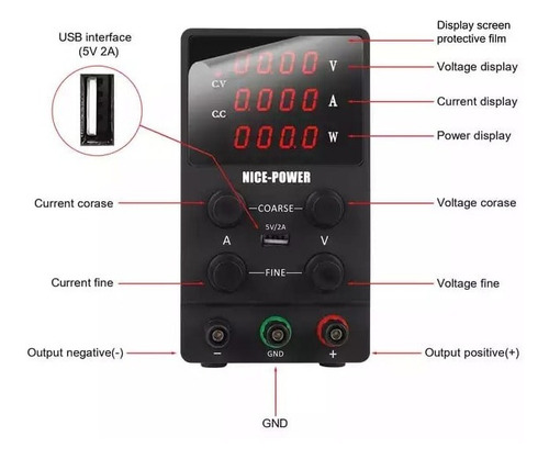 0-60v/0-5a Fuente De Alimentacion Digital Regulación Fina