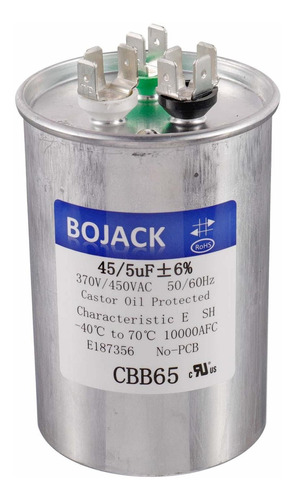 Bojack 455 Uf 45/5 Mfd 6% 370v/440vac Cbb65 Condensador De