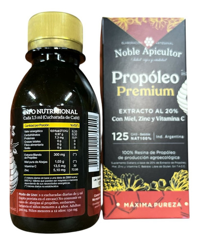 Propóleo Premium 20% Noble Apic Miel Zinc Vitamina C 125c Propóleo